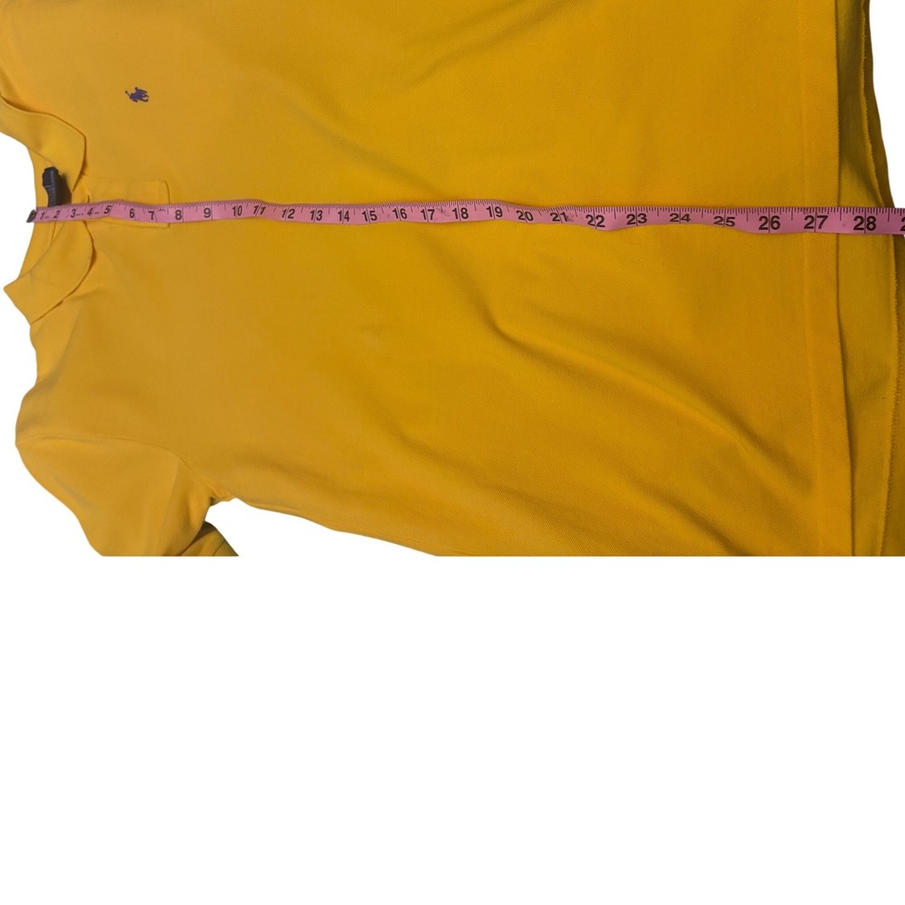 Polo Ralph Lauren Mens XL Yellow Short Sleeve Pique Polo Shirt Purple Pony Logo - Picture 8 of 9